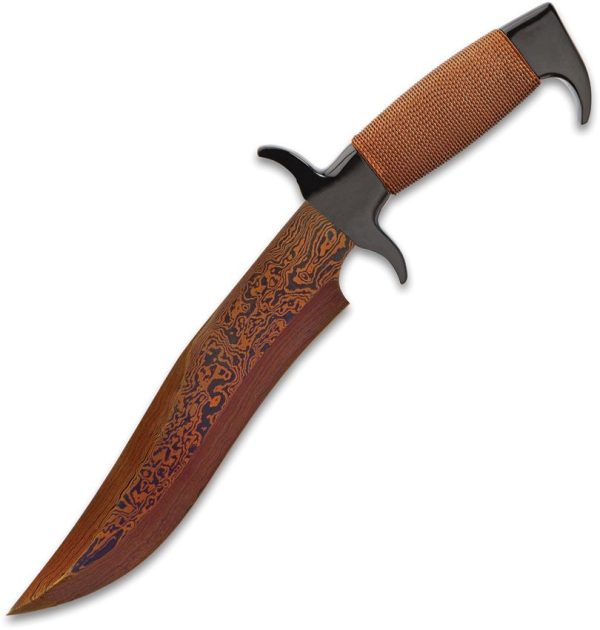 Hibben Highlander HellFyre Bowie Fixed Blade Damascus Steel Knife
