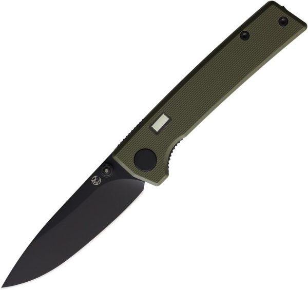 Glow Rhino Fermi Linerlock Black/OD Drop Point Knife