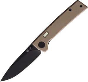 Glow Rhino Fermi Linerlock Black/Tan Drop Point Knife