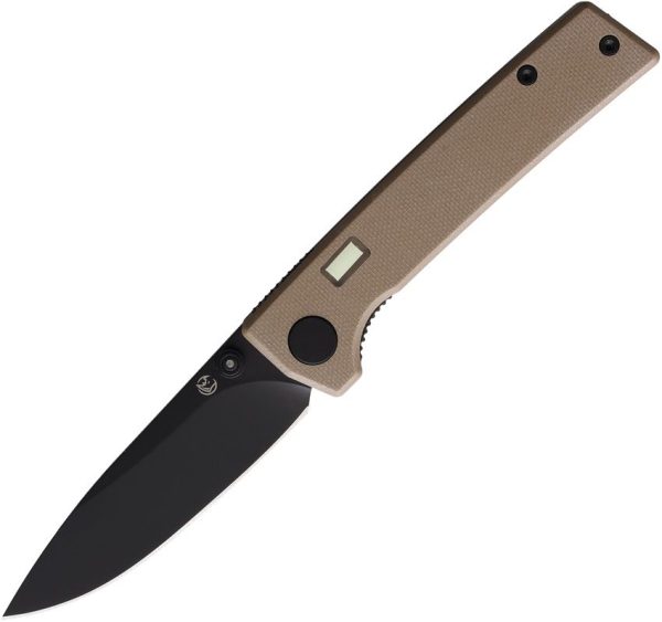 Glow Rhino Fermi Linerlock Black/Tan Drop Point Knife