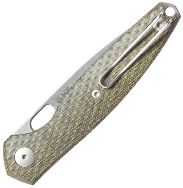 Giant Mouse ACE REO Linerlock - Green Canvas Micarta
