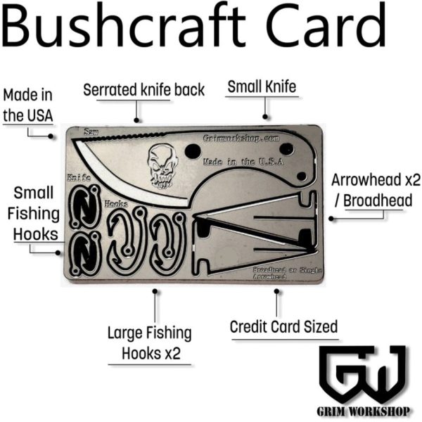 Grim Workshop Bushcraft Card - Fishing & Cutting Tools