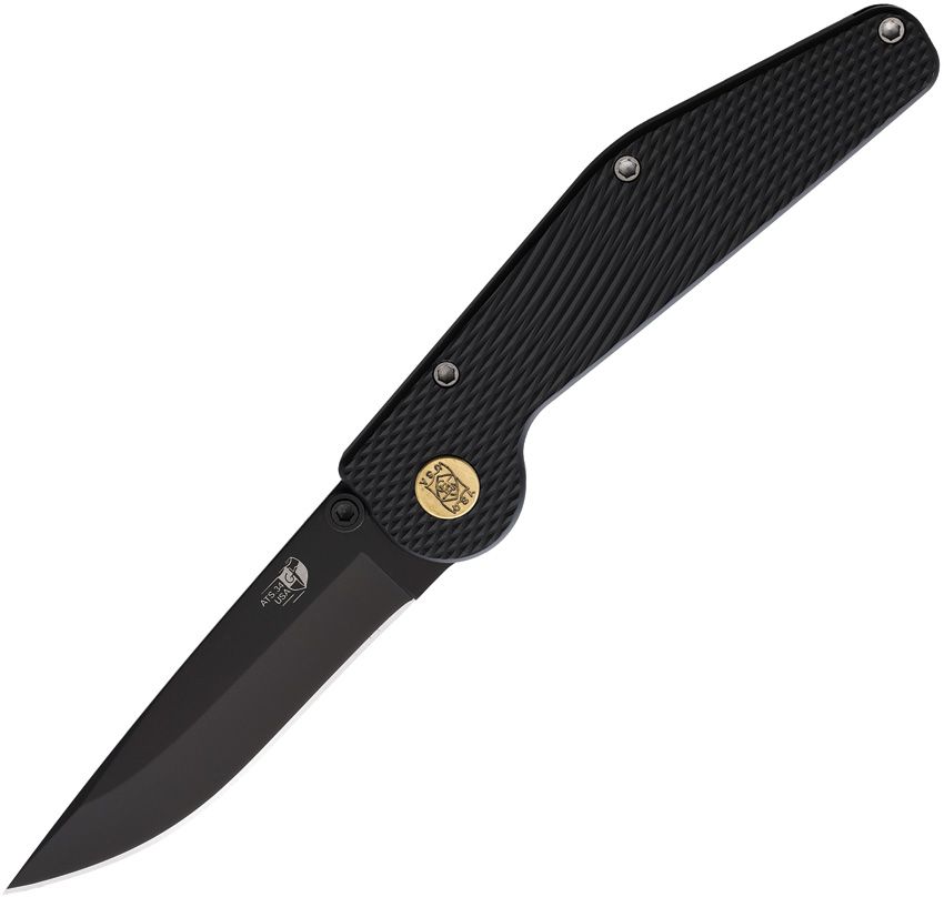 GT KNIVES Auto Button Lock Folding Knife 3.5" ATS-34 Black