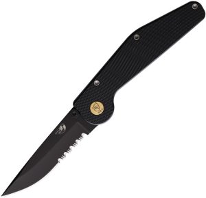 GT KNIVES Auto Button Lock DP Serrated Black