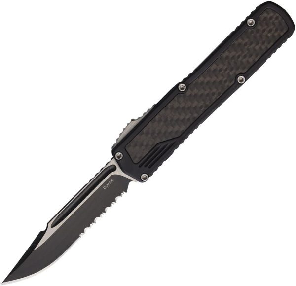 GT142212.jpg Guardian Tactical Auto Scout OTF Serrated Elmax - Black CF