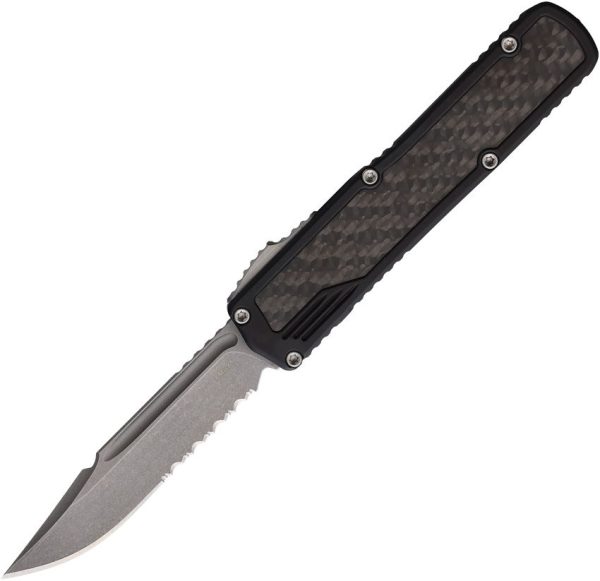 Guardian Tactical Auto Scout OTF Stonewash Serrated - Black