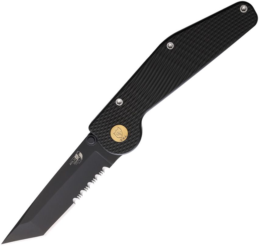 GT KNIVES Auto Button Lock Tanto Folding Knife 3.5" Black