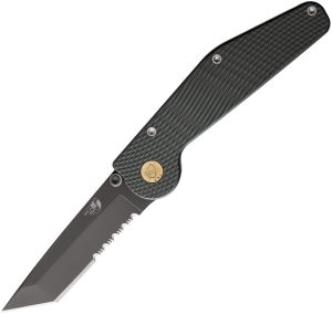 GT KNIVES Auto Button Lock Tanto Serrated Green