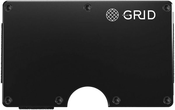 GRID Black Aluminum Wallet Money Clip RFID Blocking Card Case