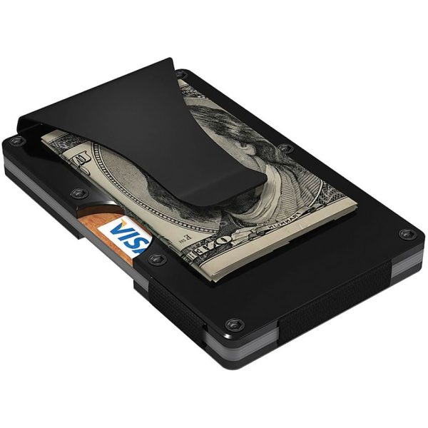 GRID Black Aluminum Wallet Money Clip RFID Blocking Card Case