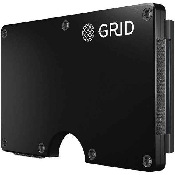 GRID Black Aluminum Wallet Money Clip RFID Blocking Card Case