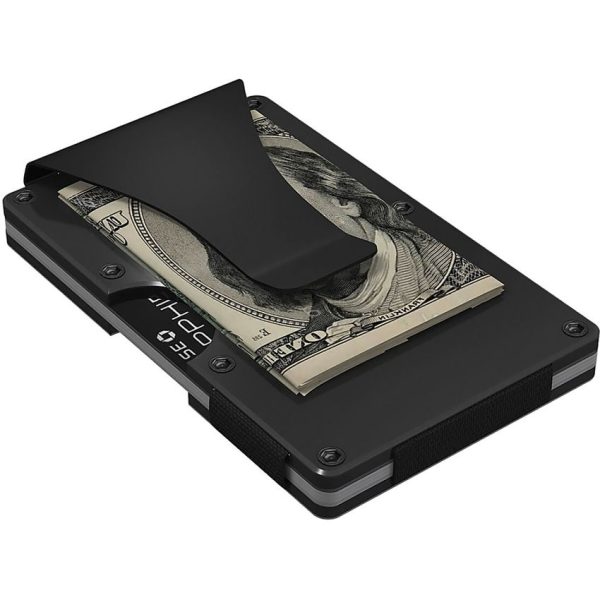 GRID Gunmetal Aluminum Wallet RFID Blocking Money Clip Card