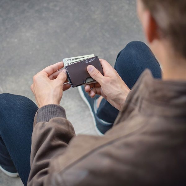 GRID Gunmetal Aluminum Wallet RFID Blocking Money Clip Card