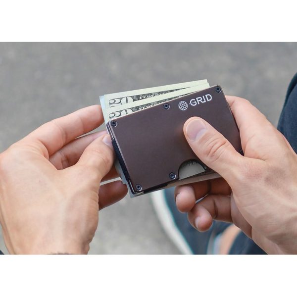 GRID Gunmetal Aluminum Wallet RFID Blocking Money Clip Card
