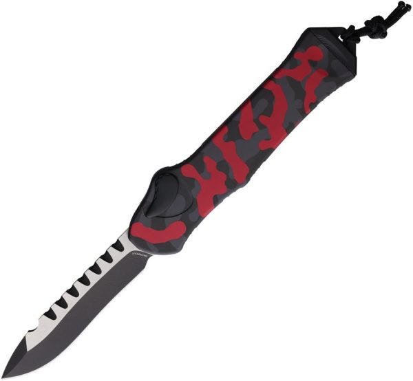 H00810ARCAMO.jpg Heretic Knives Auto Hydra OTF Recurve Red Camo MagnaCut