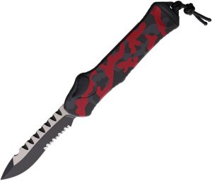 H00810BRCAMO.jpg Heretic Knives Auto Hydra OTF Tanto Serrated Red Camo