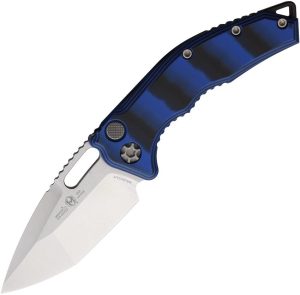 H0112AG10BLU.jpg Heretic Knives Auto Medusa Button Lock Tanto Blue G10