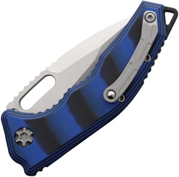 Heretic Knives Auto Medusa Button Lock Tanto Blue G10