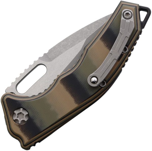 Heretic Knives Auto Medusa Button Lock Tanto Camo G10