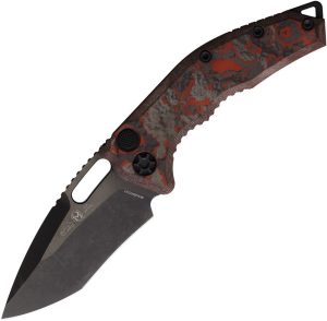 H0126ARDCC.jpg Heretic Knives Auto Medusa Button Lock Red Carbon Fiber
