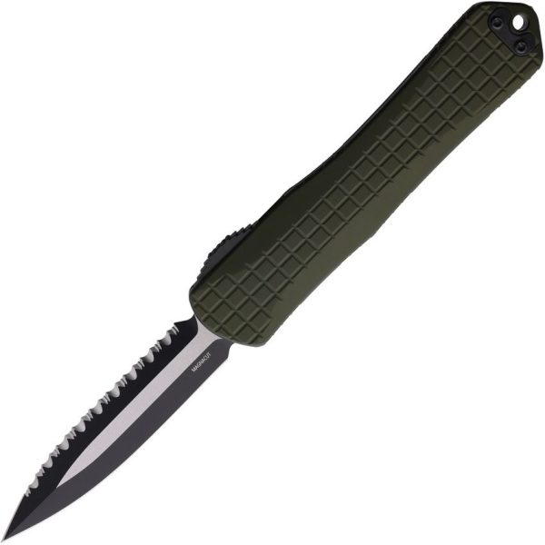 H032F10CGRN.jpg Heretic Knives Auto Manticore Frag OD Green Double-Edge