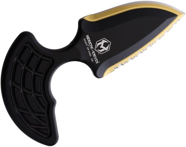 H0509C.jpg Heretic Knives Sleight Push Dagger - Gold TiNi Serrated CPM-20CV