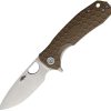 Honey Badger Medium Linerlock Tan GRN Handle
