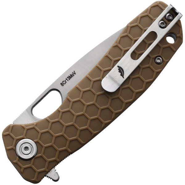Honey Badger Medium Linerlock Tan GRN Handle