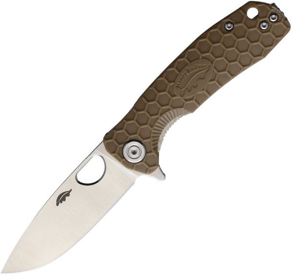 Honey Badger Small Linerlock Tan GRN Handle D2 Steel