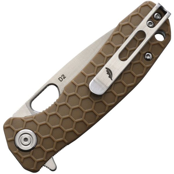 Honey Badger Small Linerlock Tan GRN Handle D2 Steel
