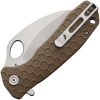 Honey Badger Claw Serrated Tan Linerlock