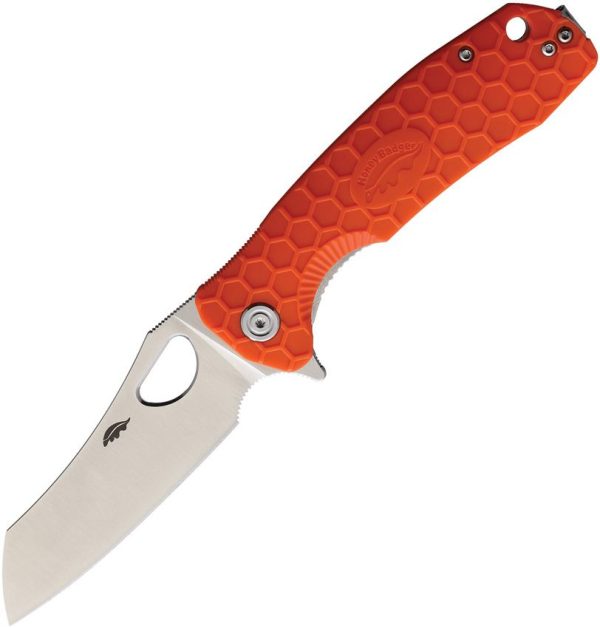 Honey Badger Lg Warncleaver Folding Knife D2 Orange Handle