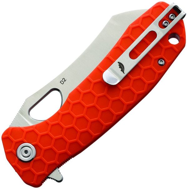 Honey Badger Lg Warncleaver Folding Knife D2 Orange Handle