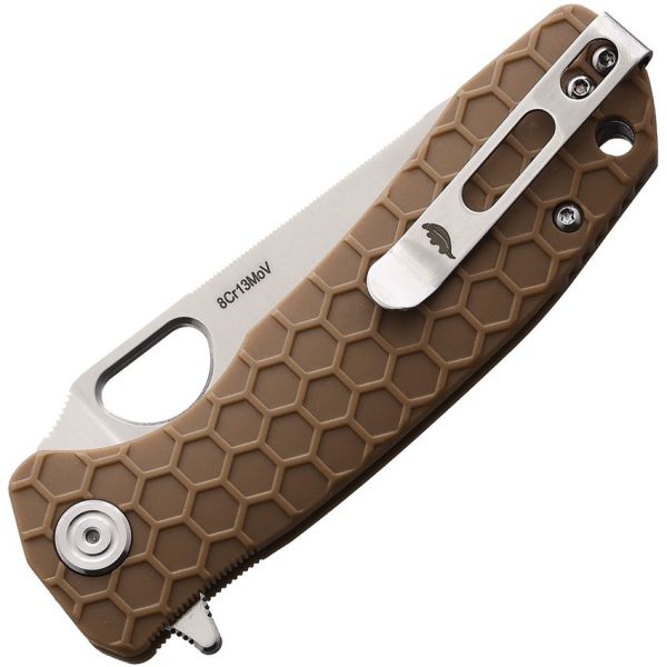 Honey Badger Medium Leaf Linerlock Tan FRN
