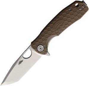 Honey Badger Small Linerlock Tanto Tan GRN