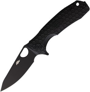Honey Badger Medium Leaf Linerlock - Black D2 Steel