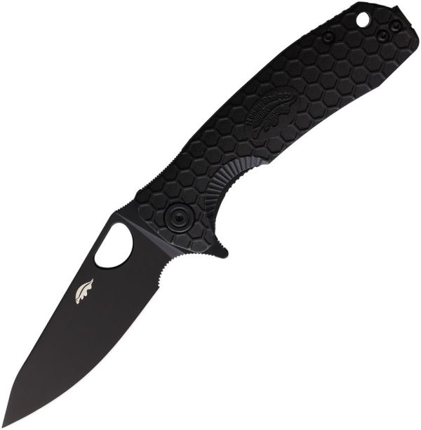 Honey Badger Medium Leaf Linerlock - Black D2 Steel