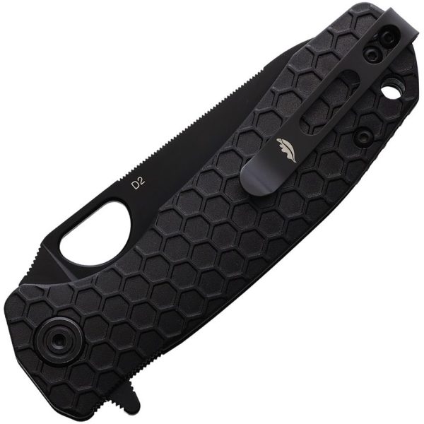 Honey Badger Medium Leaf Linerlock - Black D2 Steel