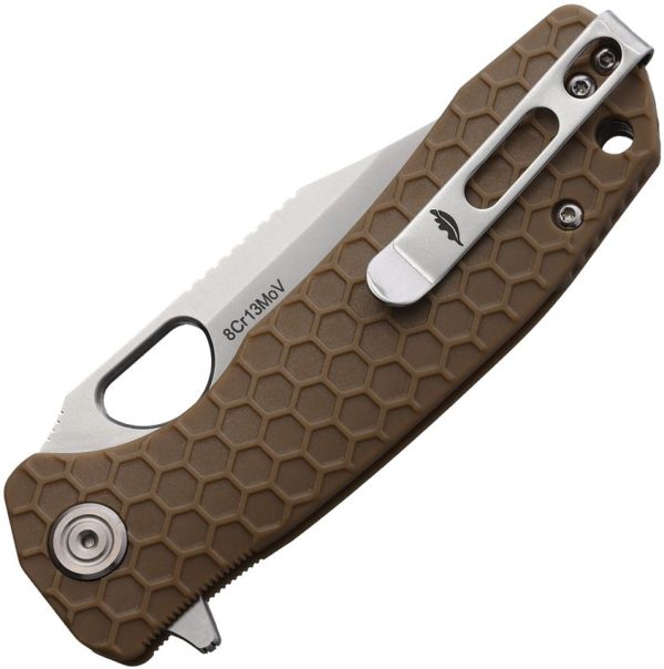 Honey Badger Medium Linerlock Clip Tan 8Cr13MoV
