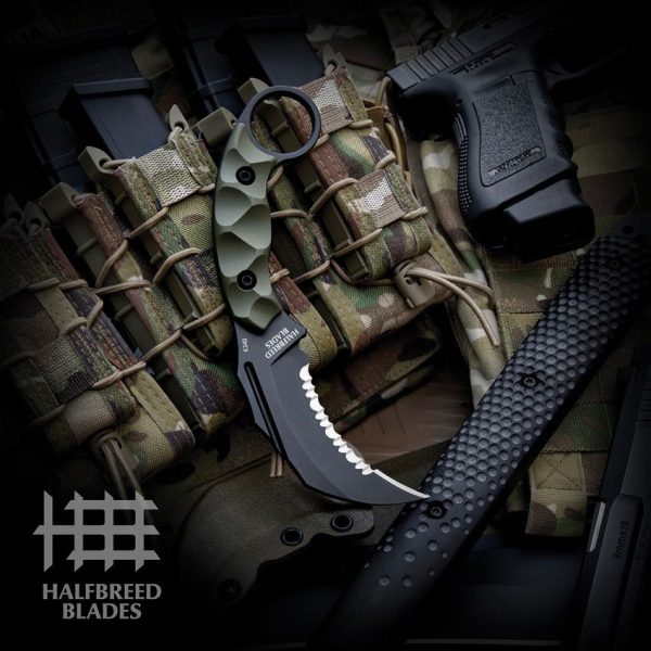 Halfbreed Blades Close Quarters Battle OD Fixed Blade Knife