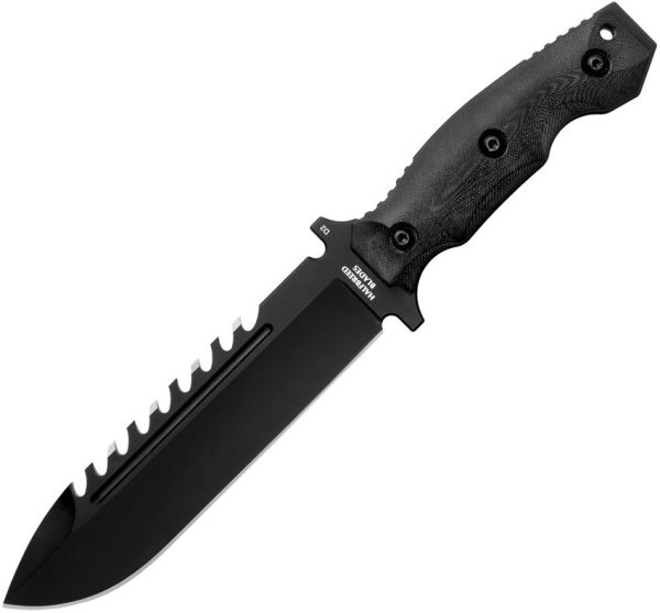 Halfbreed Blades Large Survival Fixed Blade Black 6.88" Sawback