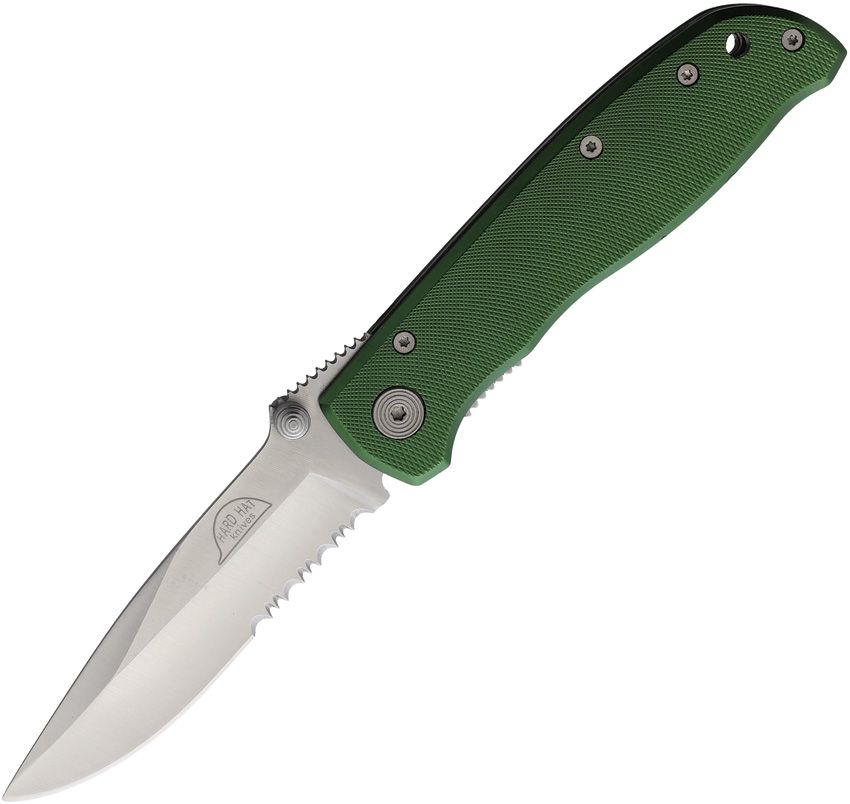 Hard Hat Lockback Folding Knife 3.13" Green Aluminum