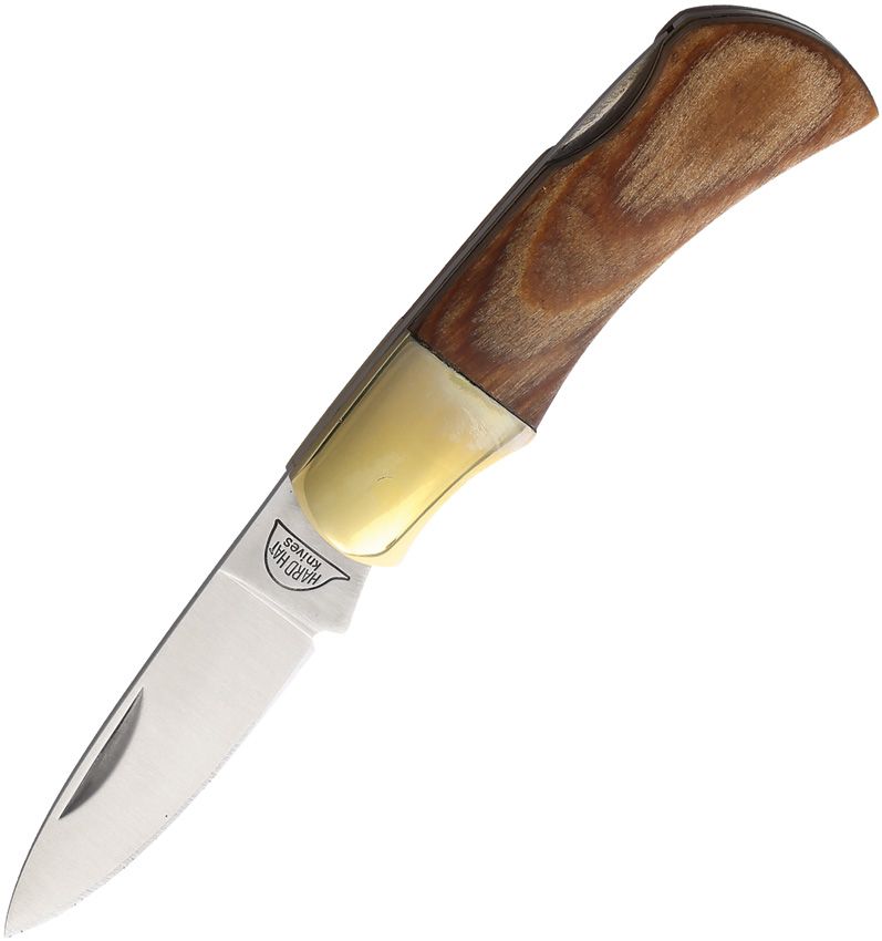 Hard Hat Small Lockback Folding Knife Brown Wood 1.25in Blade
