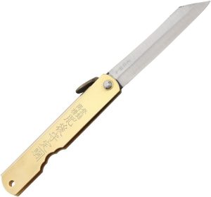Higonokami Folder Blue Paper Steel Large Brass