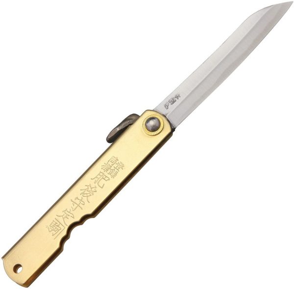 Higonokami Folder Brass - White Paper Steel 3 inch
