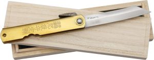 Higonokami Damascus Folder Brass - 3 inch Blade