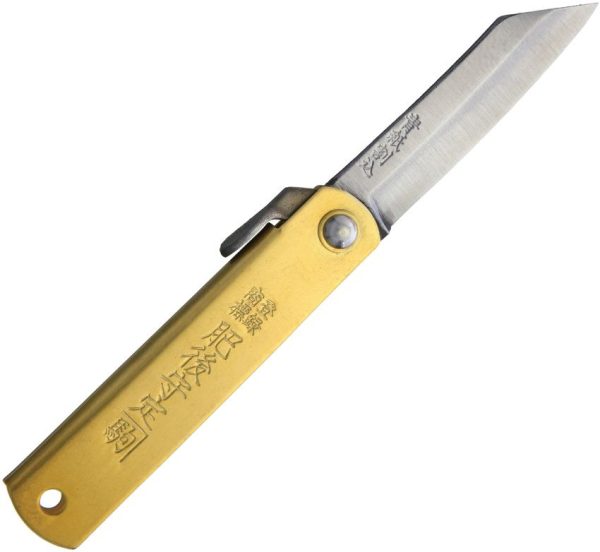 Higonokami Folder Brass Blue Paper Steel 75mm Folding Knife