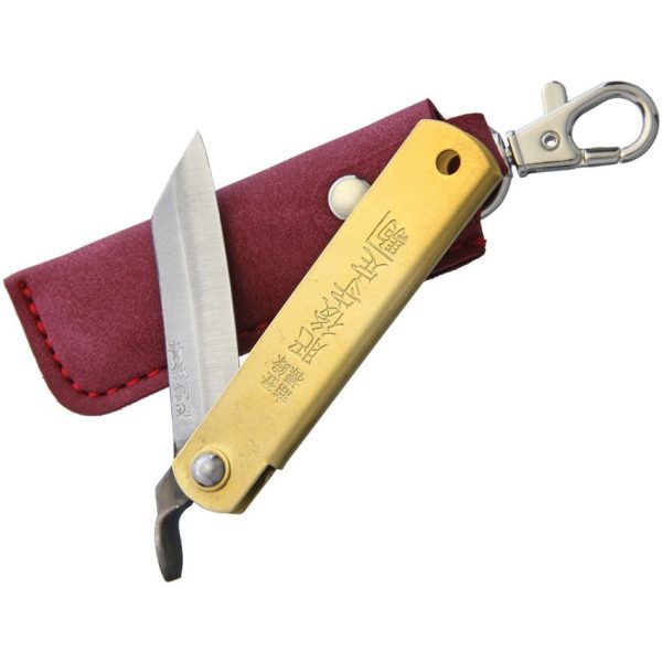 Higonokami Folder Brass Blue Paper Steel 75mm Folding Knife