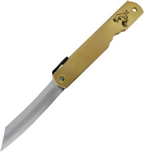 Higonokami Warikomi Rooster Folding Knife 3.25" Blue Paper Steel Brass