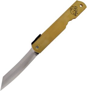 Higonokami Warikomi Boar Folding Knife Blue Paper Steel Brass